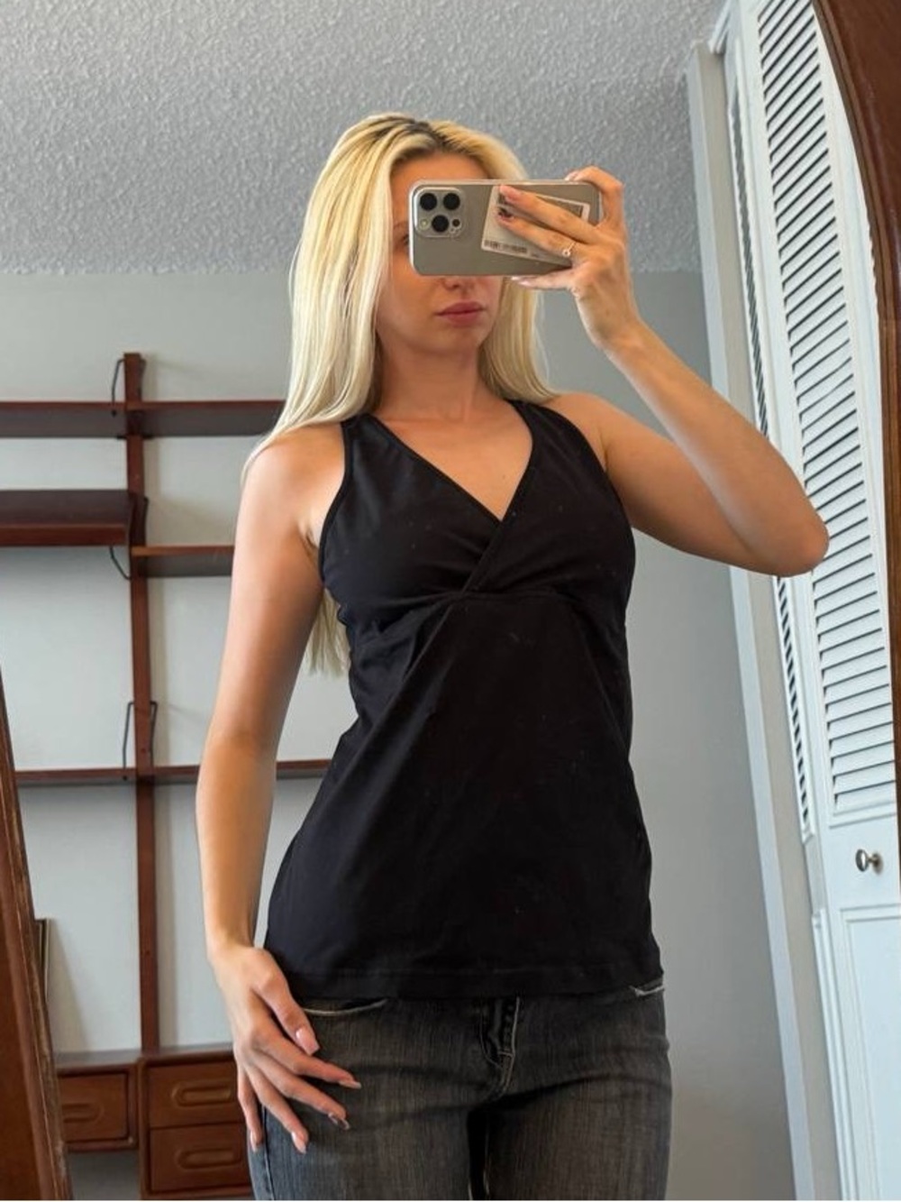Black V-Neck Sporty Women’s Tank Top
